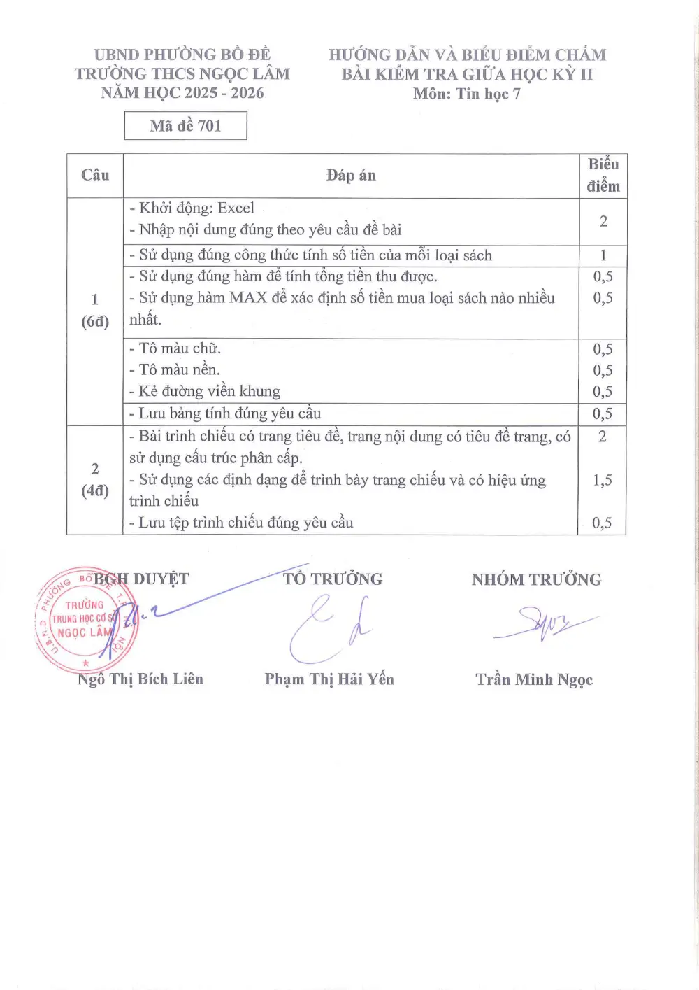 Đề thi Giữa kì 2 Tin học 7 năm 2025-2026 trường THCS Ngọc Lâm (Hà Nội) - trang 2