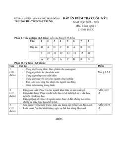 Trang đầu Đề thi Học kì 1 Công nghệ 7 năm 2025-2026 trường TH-THCS Tân Trung (TP Hồ Chí Minh)