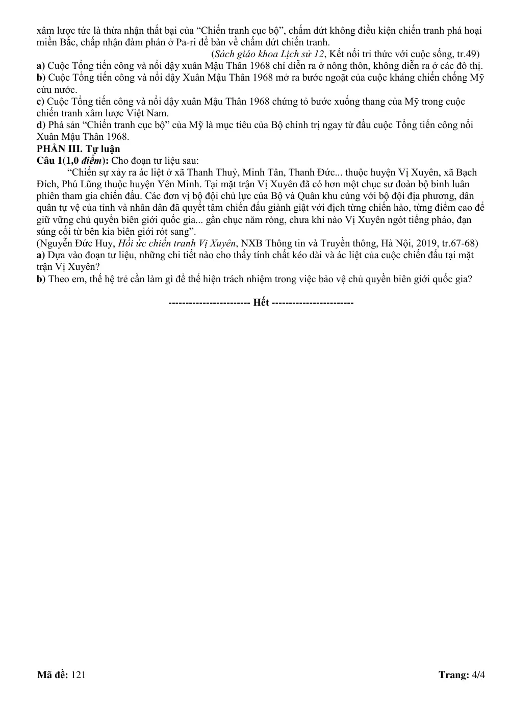 Đề thi Học kì 1 Lịch sử 12 năm 2025-2026 trường THPT Duy Tân (Quảng Ngãi) - trang 4