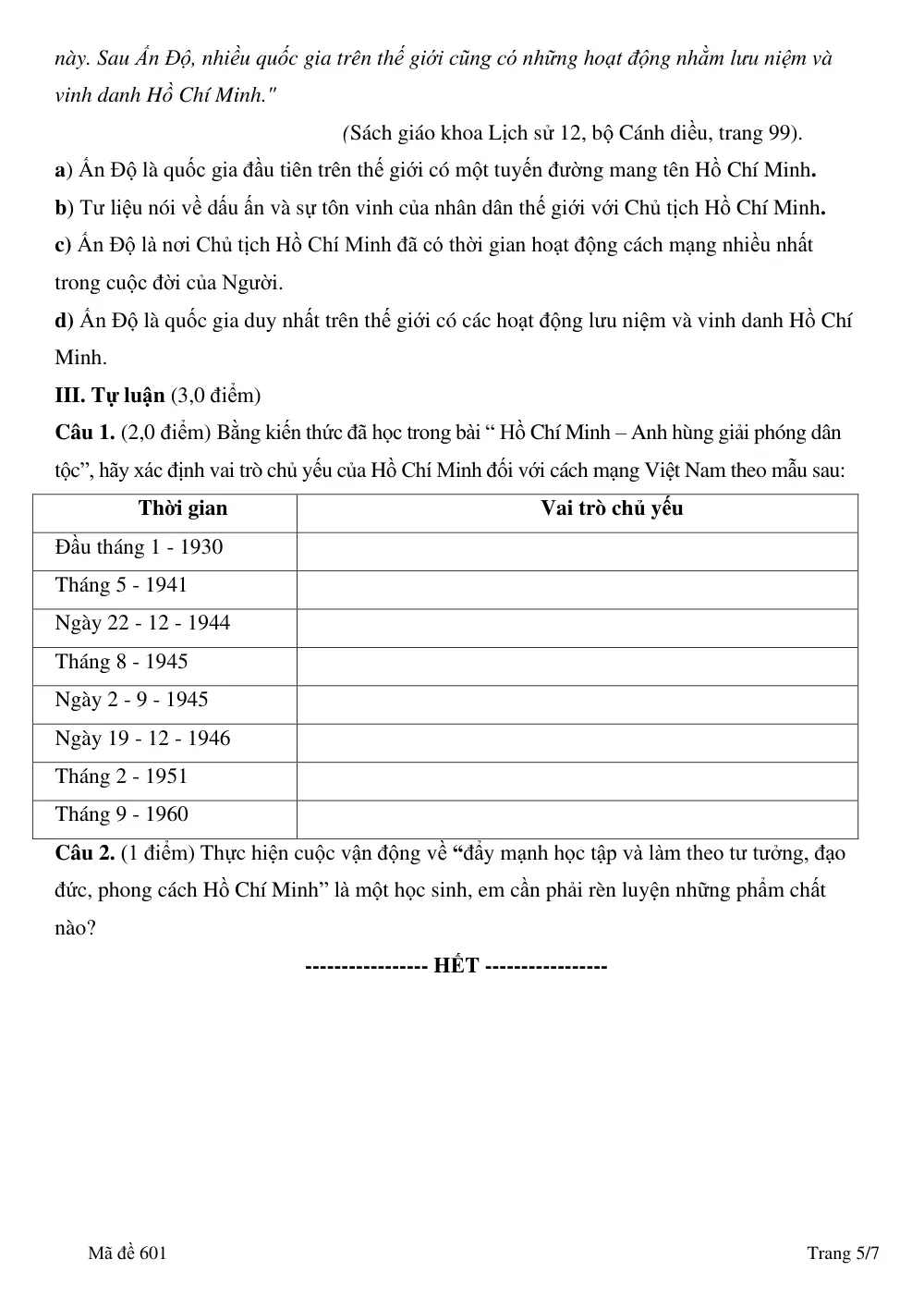 Đề thi Học kì 2 Lịch sử 12 năm 2024-2025 trường THPT Quế Sơn (Đà Nẵng) - trang 5
