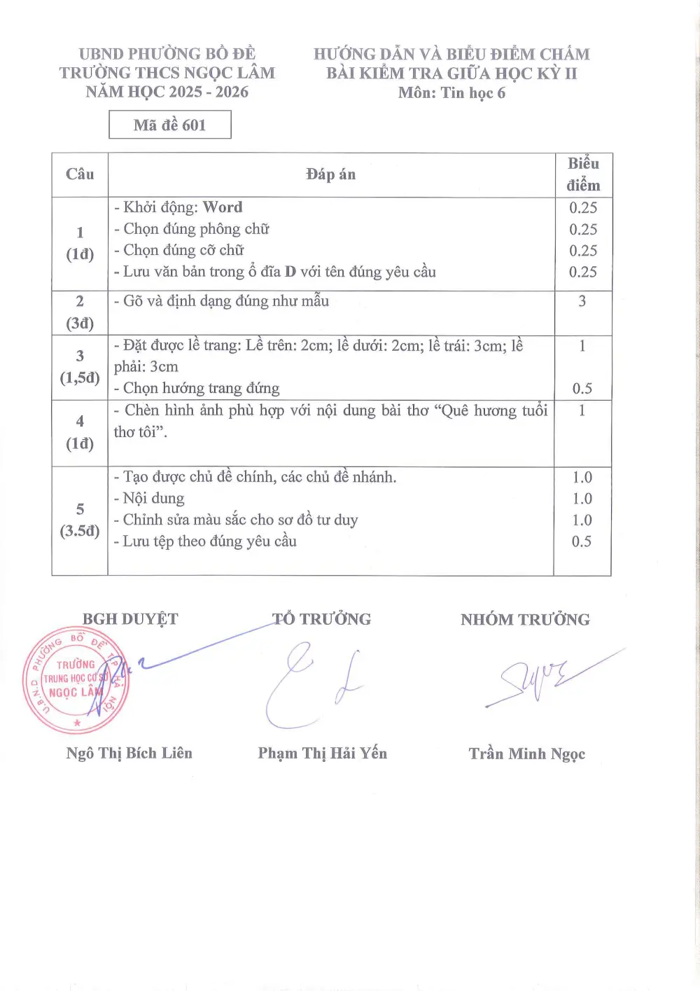 Đề thi Giữa kì 2 Tin học 6 năm 2025-2026 trường THCS Ngọc Lâm (Hà Nội) - trang 2