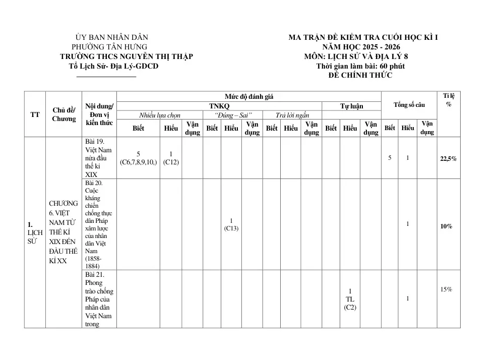 Đề thi Học kì 2 Lịch sử và Địa lí 8 năm 2025-2026 trường THCS Nguyễn Thị Thập (TP Hồ Chí Minh) - trang 4