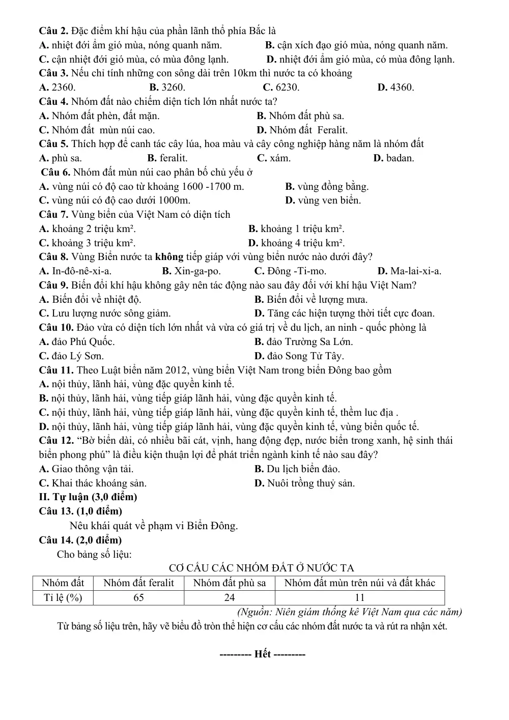 Đề thi Học kì 2 Lịch sử và Địa lí 8 năm 2024-2025 Sở Bắc Ninh - trang 2
