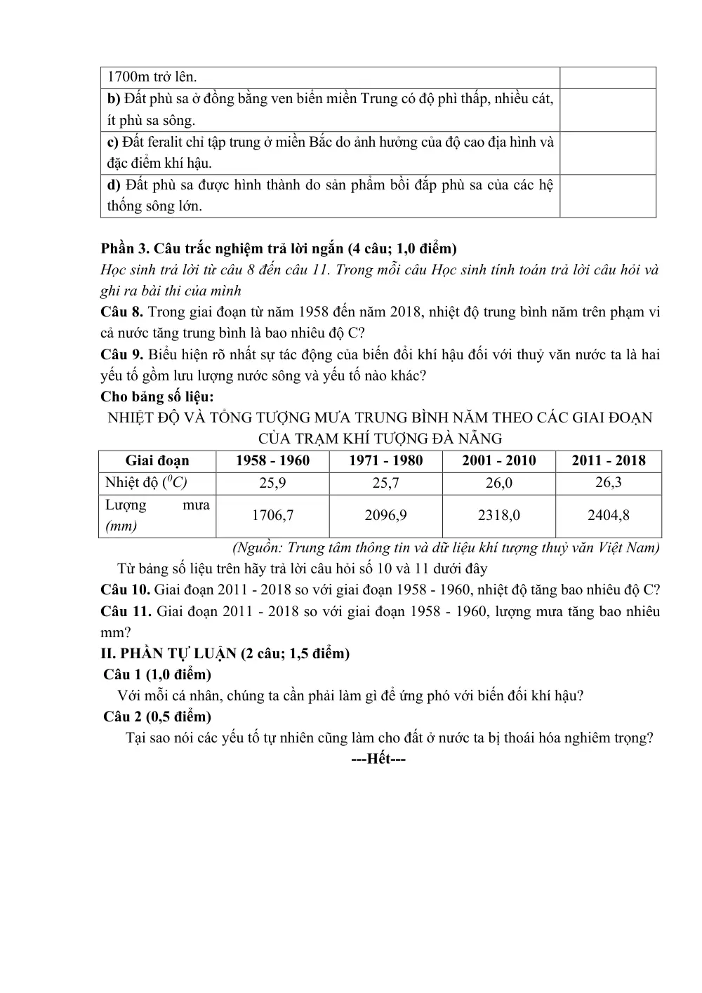Đề thi Giữa kì 2 Lịch sử và Địa lí 8 năm 2025-2026 trường THCS Động Đạt I (Thái Nguyên) - trang 2