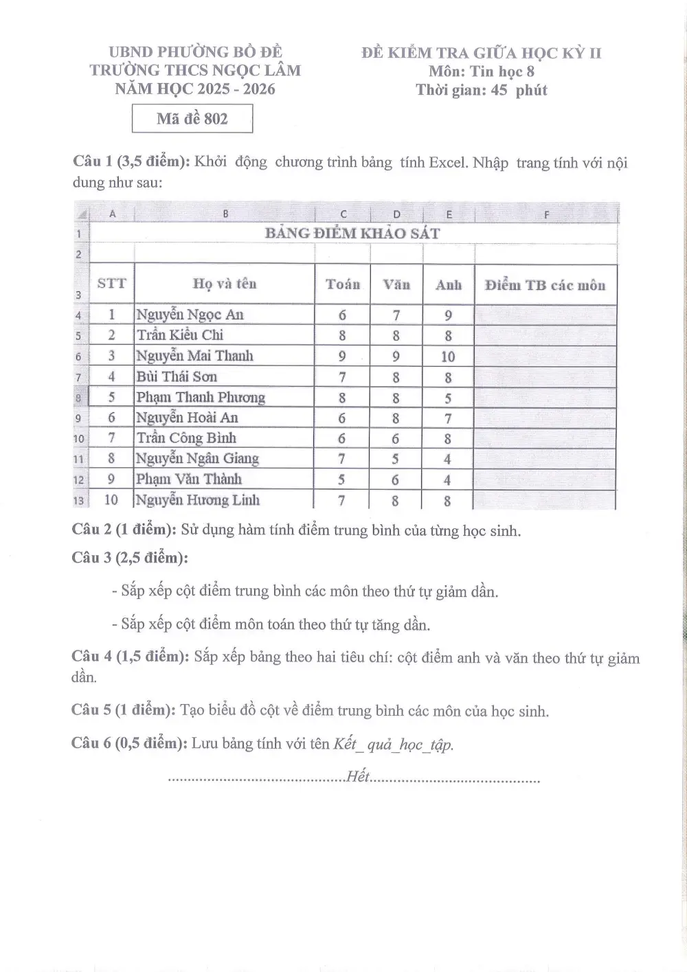 Đề thi Giữa kì 2 Tin học 8 năm 2025-2026 trường THCS Ngọc Lâm (Hà Nội) - trang 3