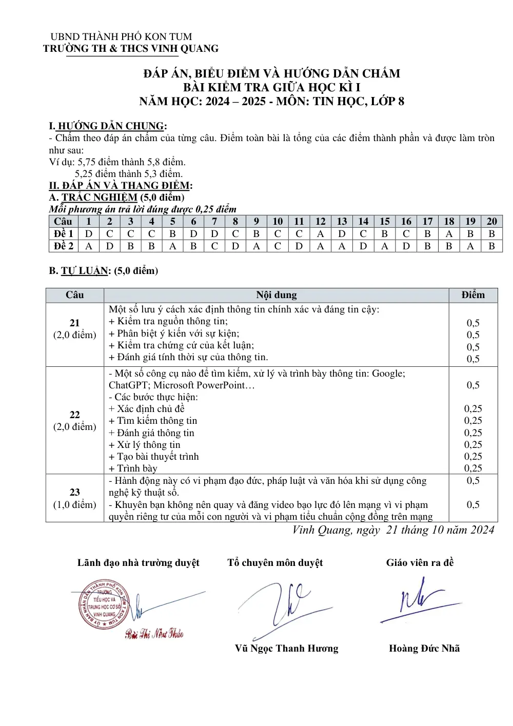 Đề thi Giữa kì 1 Tin học 8 năm 2024-2025 trường TH&THCS Vinh Quang (Kon Tum) - trang 8