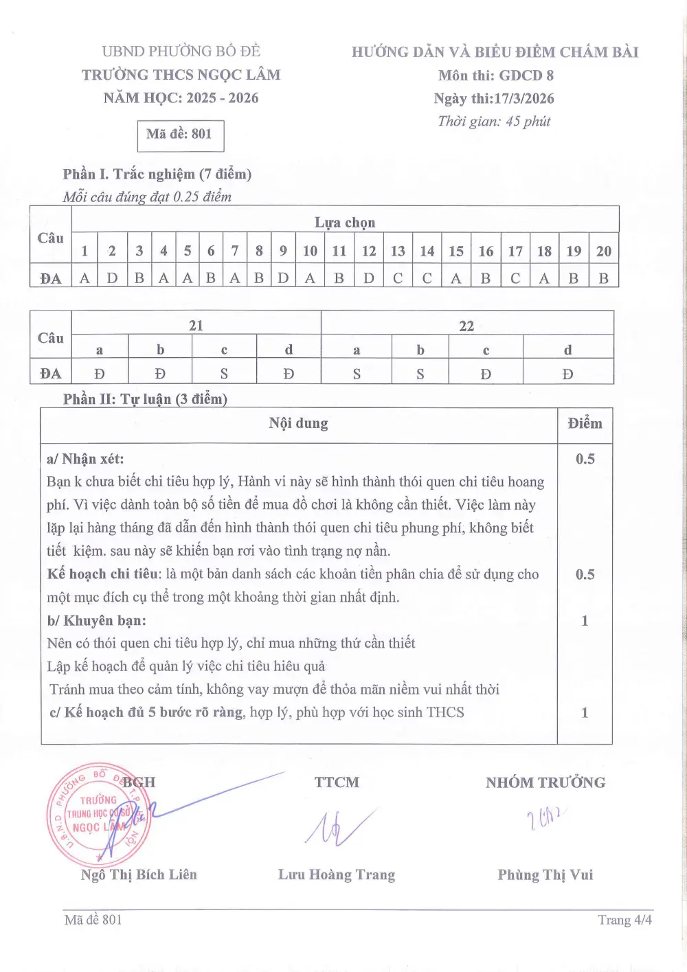 Đề thi Giữa kì 2 GDCD 8 năm 2025-2026 trường THCS Ngọc Lâm (Hà Nội) - trang 4