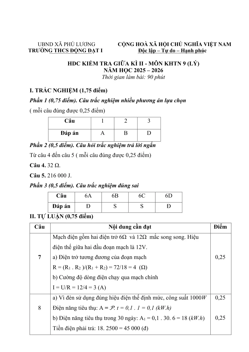 Đề thi Giữa kì 2 KHTN 9 (Vật lý) năm 2025-2026 trường THCS Động Đạt 1 (Thái Nguyên) - trang 4