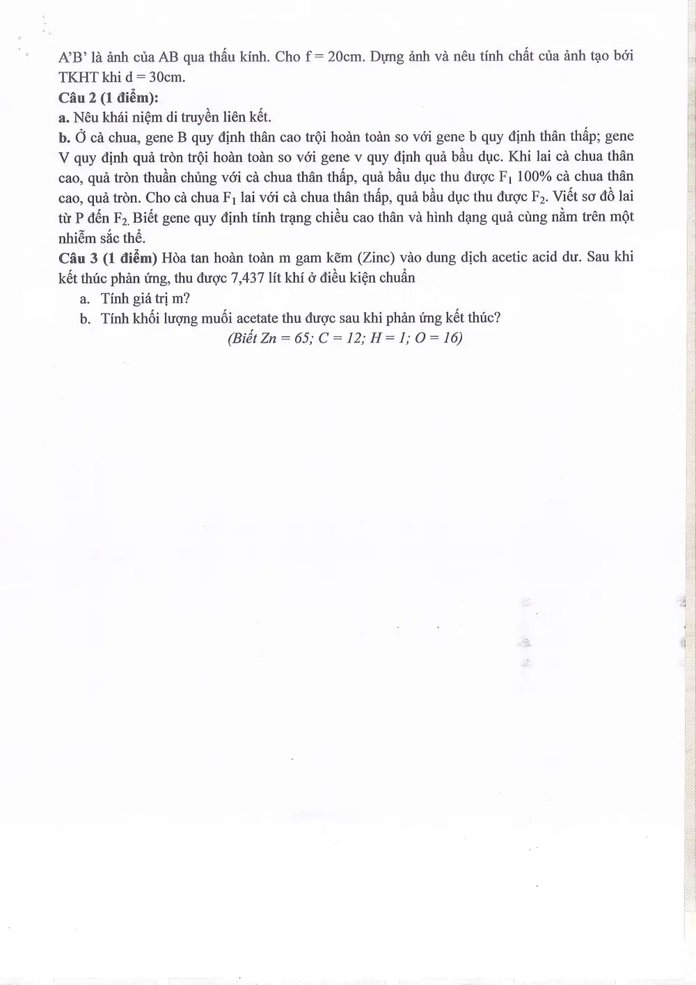 Đề thi Giữa kì 2 KHTN 9 năm 2024-2025 trường THCS Ngọc Lâm (Hà Nội) - trang 3