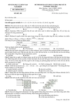 Trang đầu Đề thi Học kì 2 Hóa học 12 năm 2024-2025 Sở Nam Định