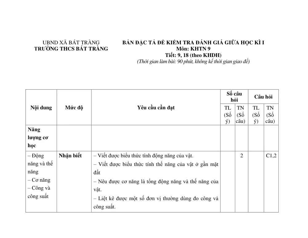Đề thi Giữa kì 1 KHTN 9 năm 2025-2026 trường THCS Bát Tràng (Hà Nội) - trang 3