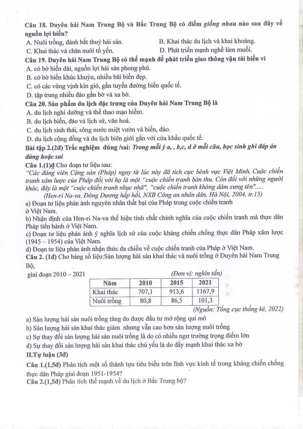 Đề thi Giữa kì 2 Lịch sử và Địa lí 9 năm 2024-2025 trường THCS Ngọc Lâm (Hà Nội) - trang 6