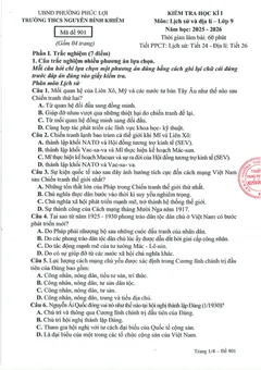 Trang đầu Đề thi Học kì 1 Lịch sử và Địa lí 9 năm 2025-2026 trường THCS Nguyễn Bỉnh Khiêm (Hà Nội)