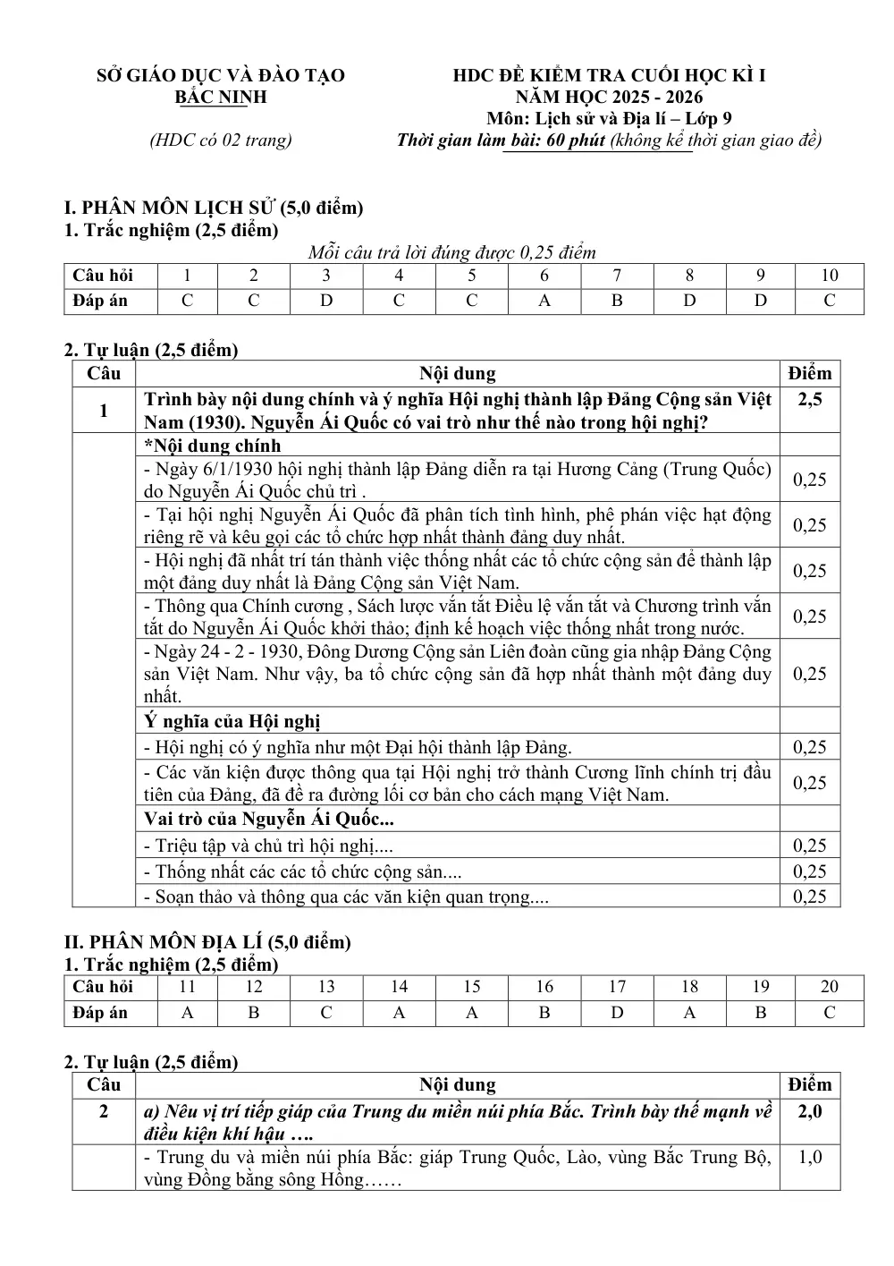 Đề thi Học kì 1 Lịch sử và Địa lí 9 năm 2025-2026 Sở Bắc Ninh - trang 3