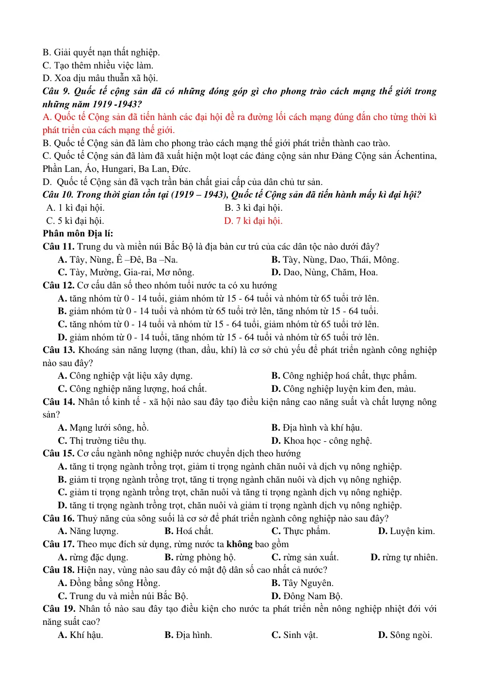 Đề thi Giữa kì 1 Lịch sử và Địa lí 9 năm 2024-2025 trường THCS Phúc Lợi (Hà Nội) - trang 14