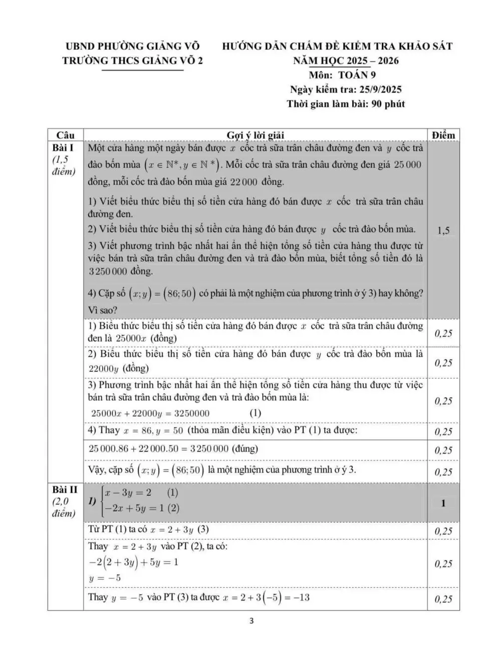 Đề Khảo sát đầu năm Toán 9 năm 2025-2026 trường THCS Giảng Võ 2 (Hà Nội) - trang 3