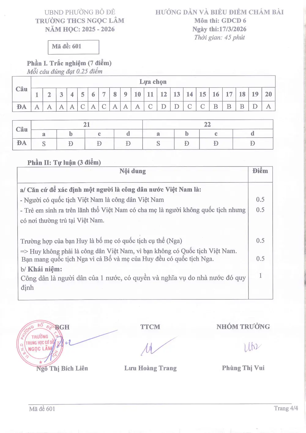 Đề thi Giữa kì 2 GDCD 6 năm 2025-2026 trường THCS Ngọc Lâm (Hà Nội) - trang 5