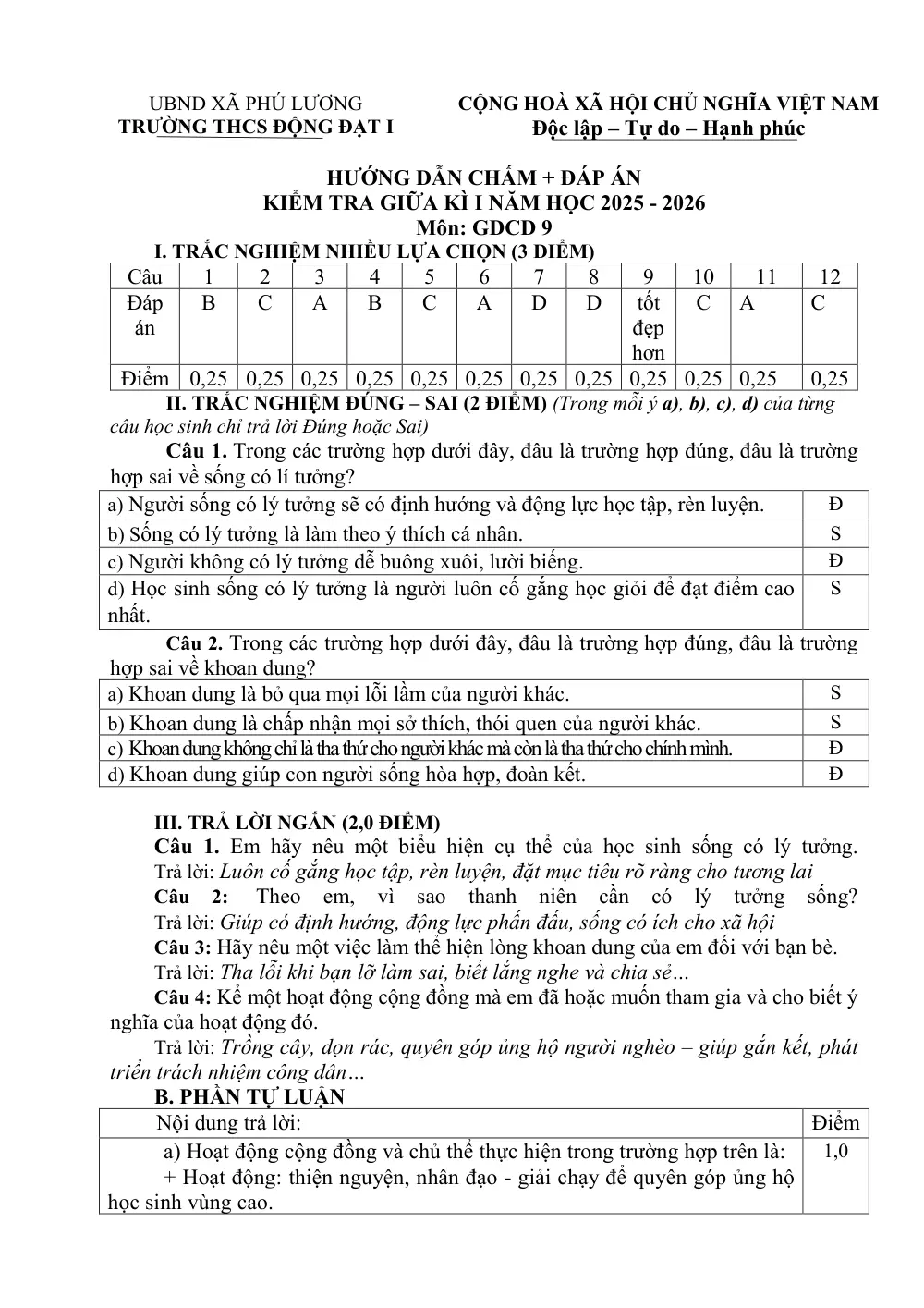 Đề thi Giữa kì 1 GDCD 9 năm 2025-2026 trường THCS Động Đạt I (Thái Nguyên) - trang 3