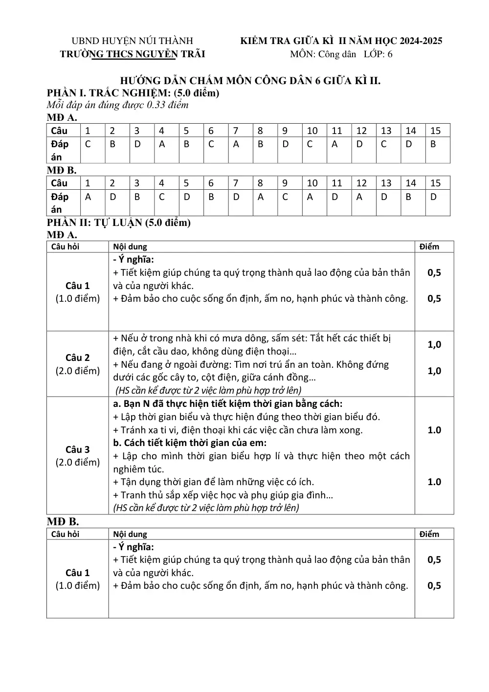 Đề thi Giữa kì 2 GDCD 6 năm 2024-2025 trường THCS Nguyễn Trãi (Quảng Nam) - trang 7