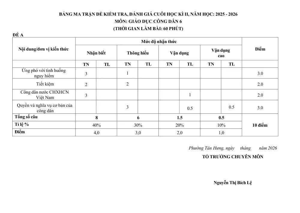 Đề thi Học kì 2 GDCD 6 năm 2025-2026 trường THCS Nguyễn Thị Thập (TP Hồ Chí Minh) - trang 3