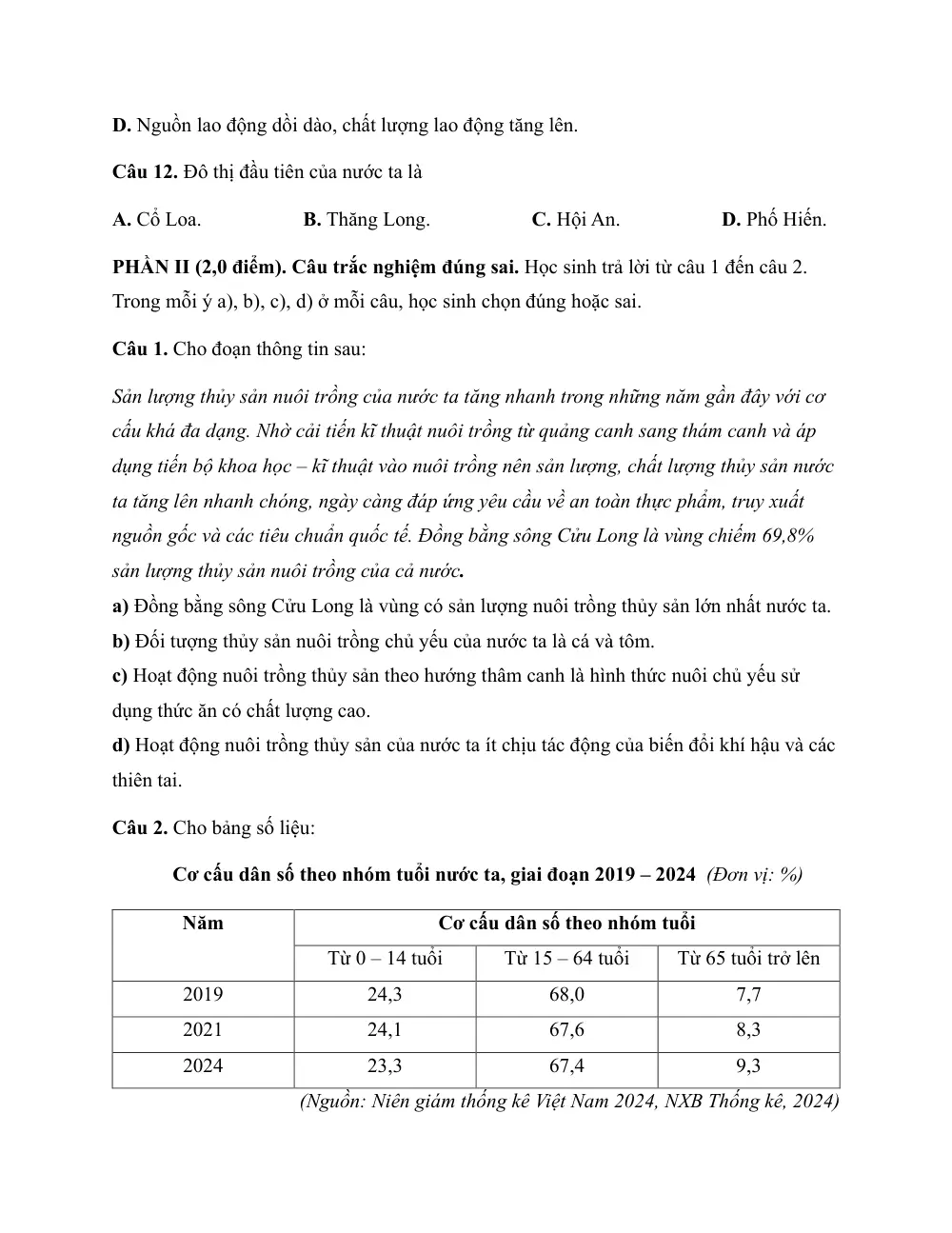 Đề thi Học kì 1 Địa lí 12 năm 2025-2026 Sở Đồng Tháp - trang 3
