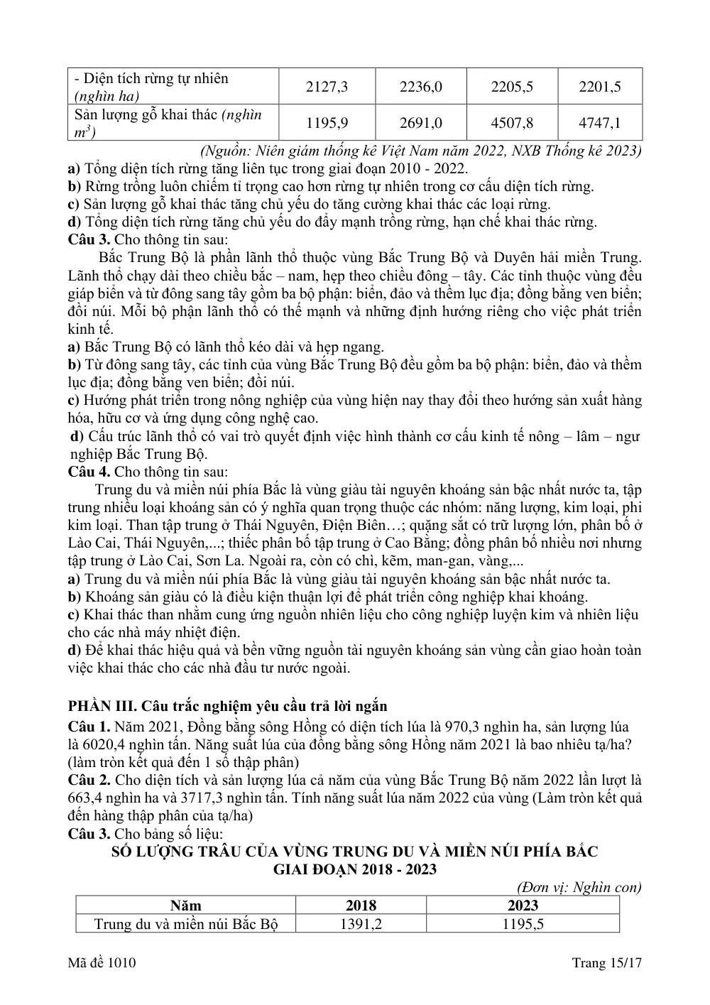 Đề thi Giữa kì 2 Địa lí 12 năm 2025-2026 trường THPT Xuyên Mộc (TP Hồ Chí Minh) - trang 15
