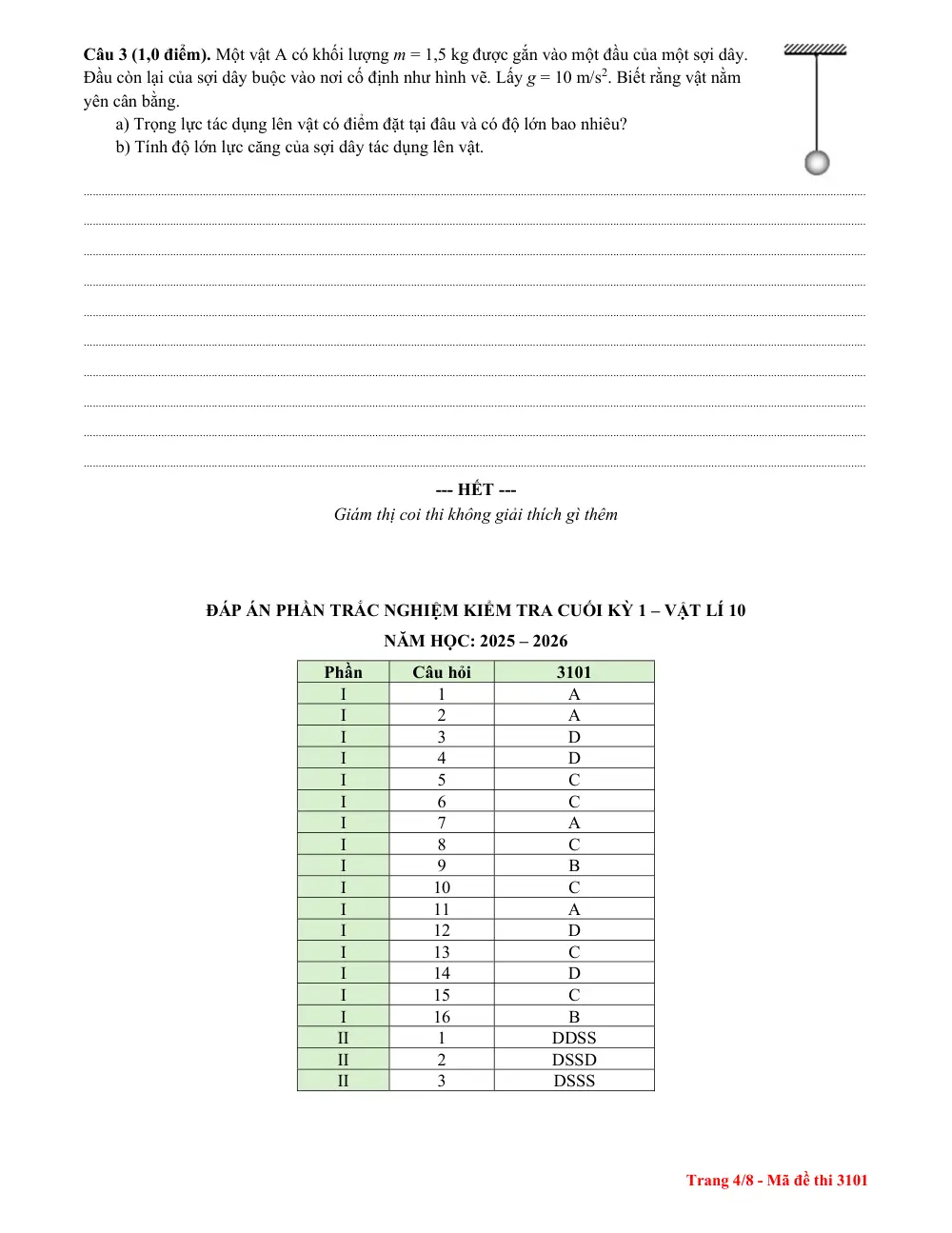 Đề thi Học kì 1 Vật lí 10 năm 2025-2026 trường THPT Lương Thế Vinh (TP Hồ Chí Minh) - trang 4