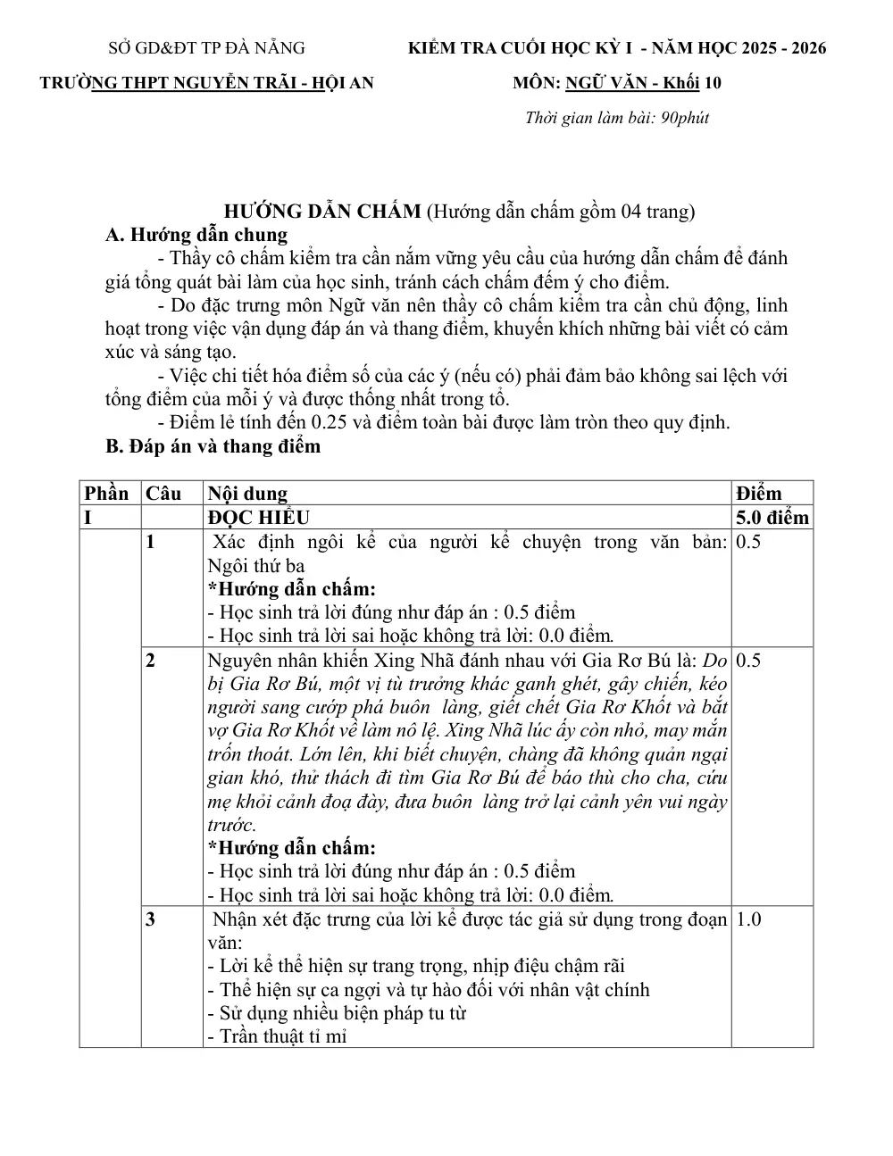 Đề thi Học kì 1 Ngữ văn 10 năm 2025-2026 trường THPT Nguyễn Trãi - Hội An (Đà Nẵng) - trang 3