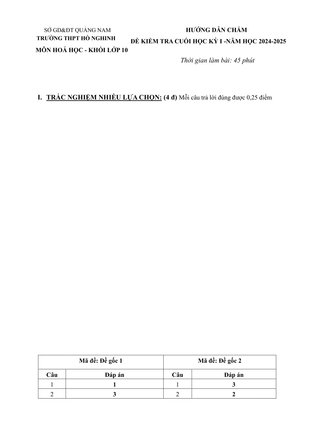 Đề thi Học kì 1 Hóa học 10 năm 2024-2025 trường THPT Hồ Nghinh (Quảng Nam) - trang 5