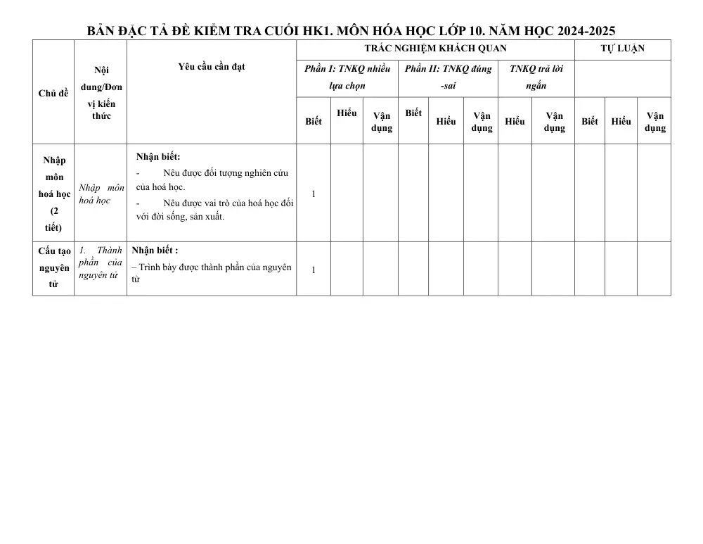 Đề thi Học kì 1 Hóa học 10 năm 2024-2025 trường THPT Nguyễn Huệ (Quảng Nam) - trang 9
