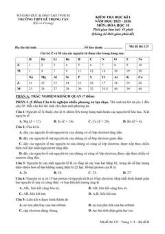 Trang đầu Đề thi Học kì 1 Hóa học 10 năm 2025-2026 trường THPT Lê Trọng Tấn (TP Hồ Chí Minh)