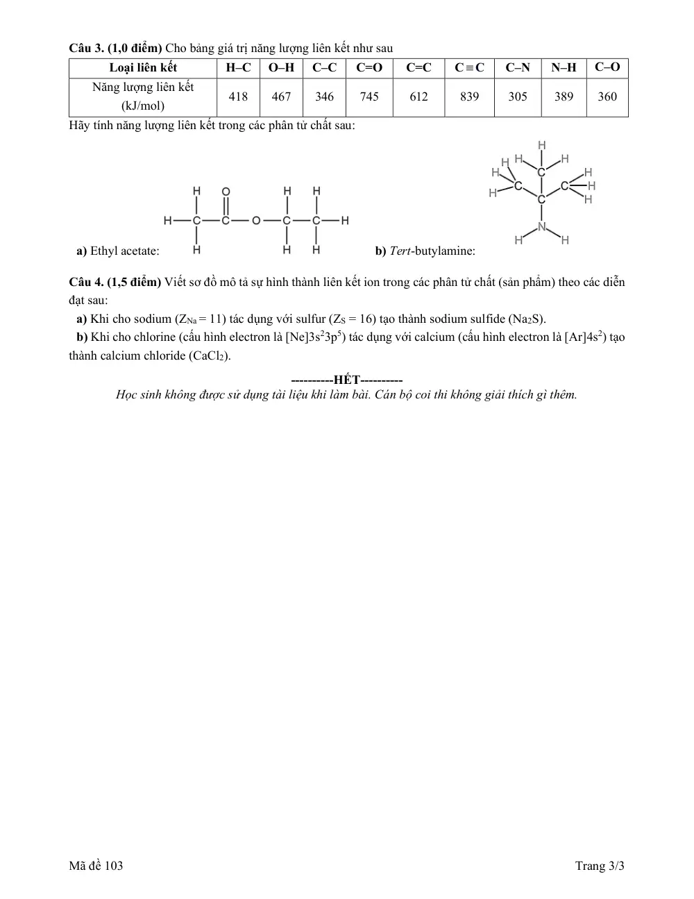 Đề thi Học kì 1 Hóa học 10 năm 2025-2026 trường THPT Bình Chiểu (TP Hồ Chí Minh) - trang 3