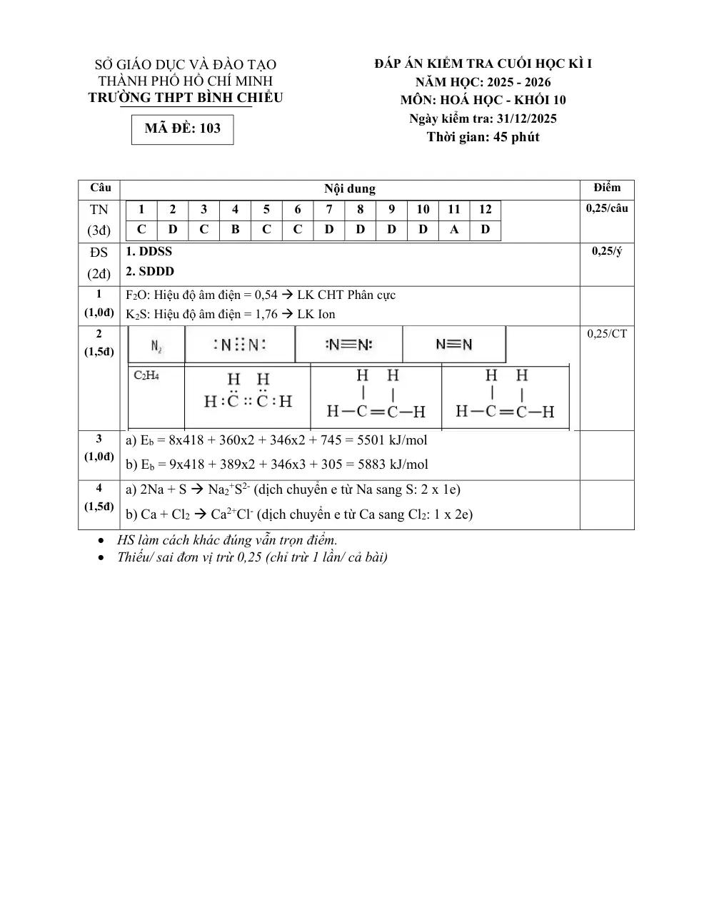 Đề thi Học kì 1 Hóa học 10 năm 2025-2026 trường THPT Bình Chiểu (TP Hồ Chí Minh) - trang 7
