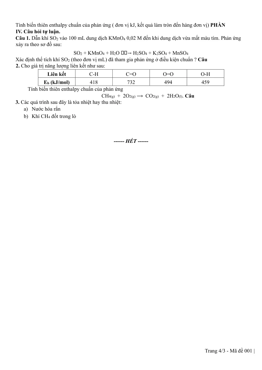 Đề thi Giữa kì 2 Hóa học 10 năm 2024-2025 trường THPT Gio Linh (Quảng Trị) - trang 4
