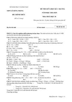 Trang đầu Đề thi Giữa kì 2 Hóa học 10 năm 2024-2025 trường THPT Lê Hồng Phong (Đắk Lắk)