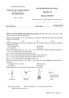 Trang đầu Đề thi Giữa kì 2 Hóa học 10 năm 2025-2026 trường THPT số 1 Lê Hồng Phong (Đắk Lắk)