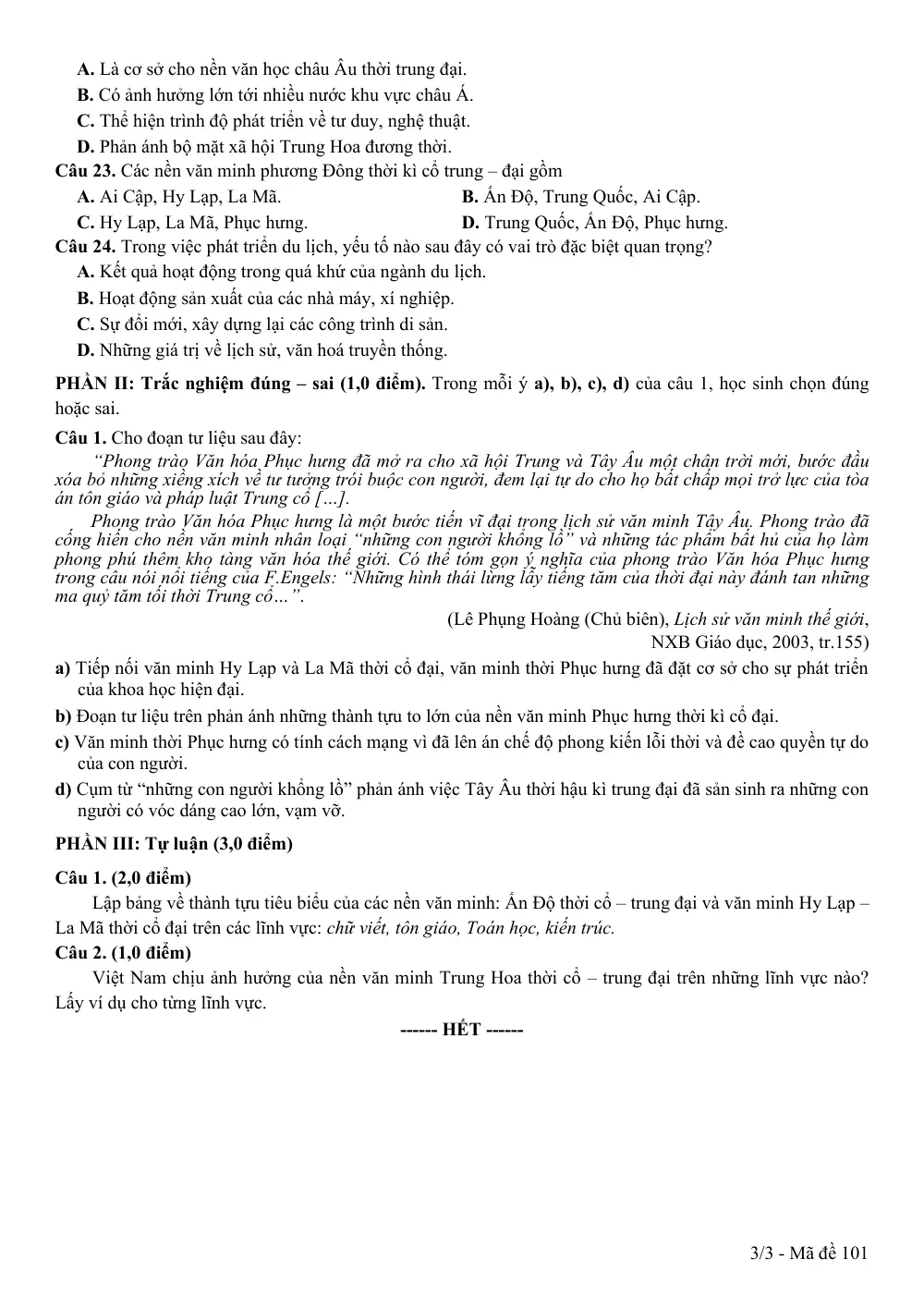Đề thi Học kì 1 Lịch sử 10 năm 2025-2026 trường THPT Số 1 Ngô Gia Tự (Đắk Lắk) - trang 3