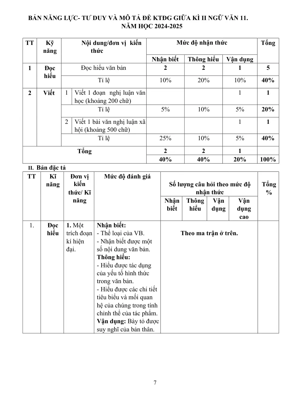 Đề thi Giữa kì 2 Ngữ văn 11 năm 2024-2025 trường THPT Lê Hồng Phong (Đắk Lắk) - trang 7