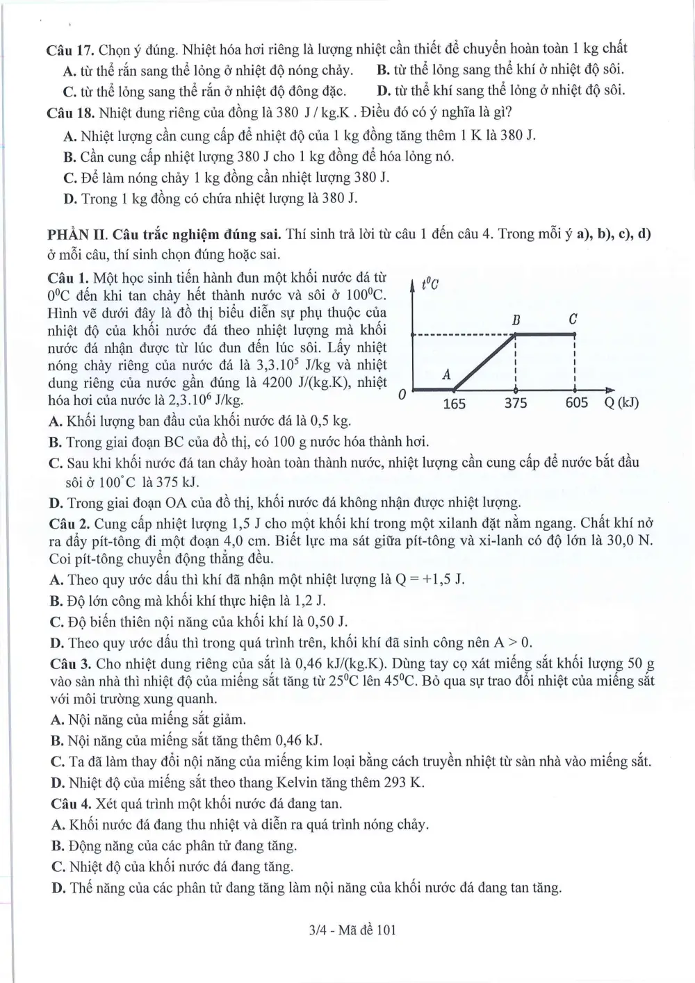 Đề thi Giữa kì 1 Vật lí 12 năm 2024-2025 trường THPT Dĩ An (Bình Dương) - trang 3