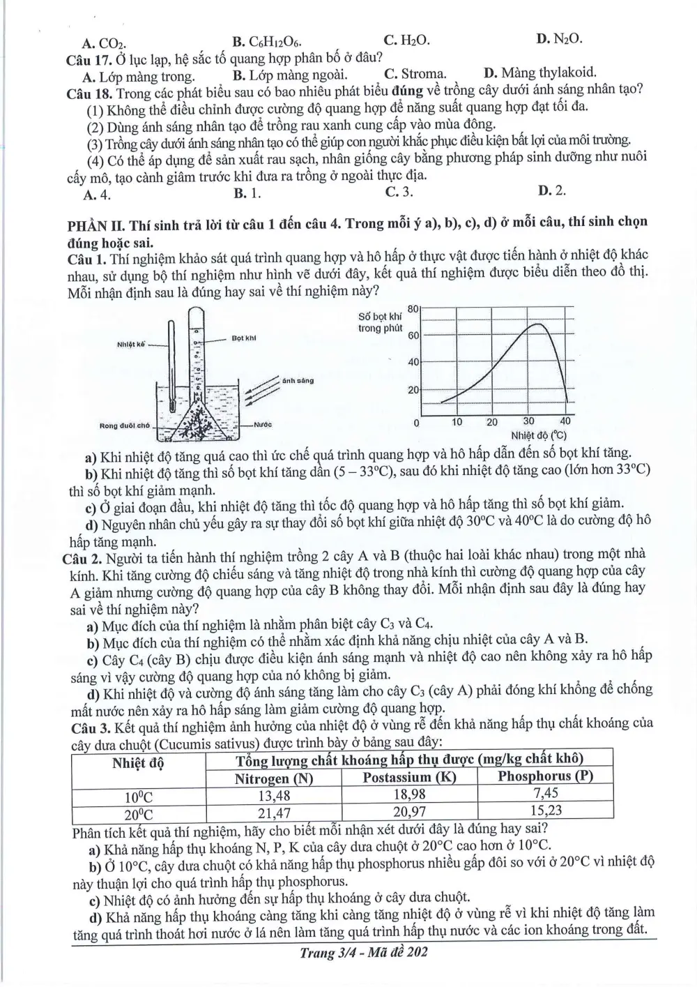 Đề thi Giữa kì 1 Sinh học 11 năm 2024-2025 trường THPT Dĩ An (Bình Dương) - trang 3