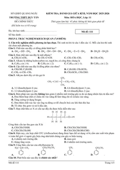 Trang đầu Đề thi Giữa kì 2 Hóa học 11 năm 2025-2026 trường THPT Duy Tân (Quảng Ngãi)