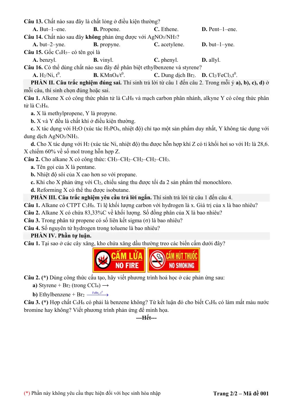Đề thi Giữa kì 2 Hóa học 11 năm 2024-2025 trường THPT Gio Linh (Quảng Trị) - trang 2