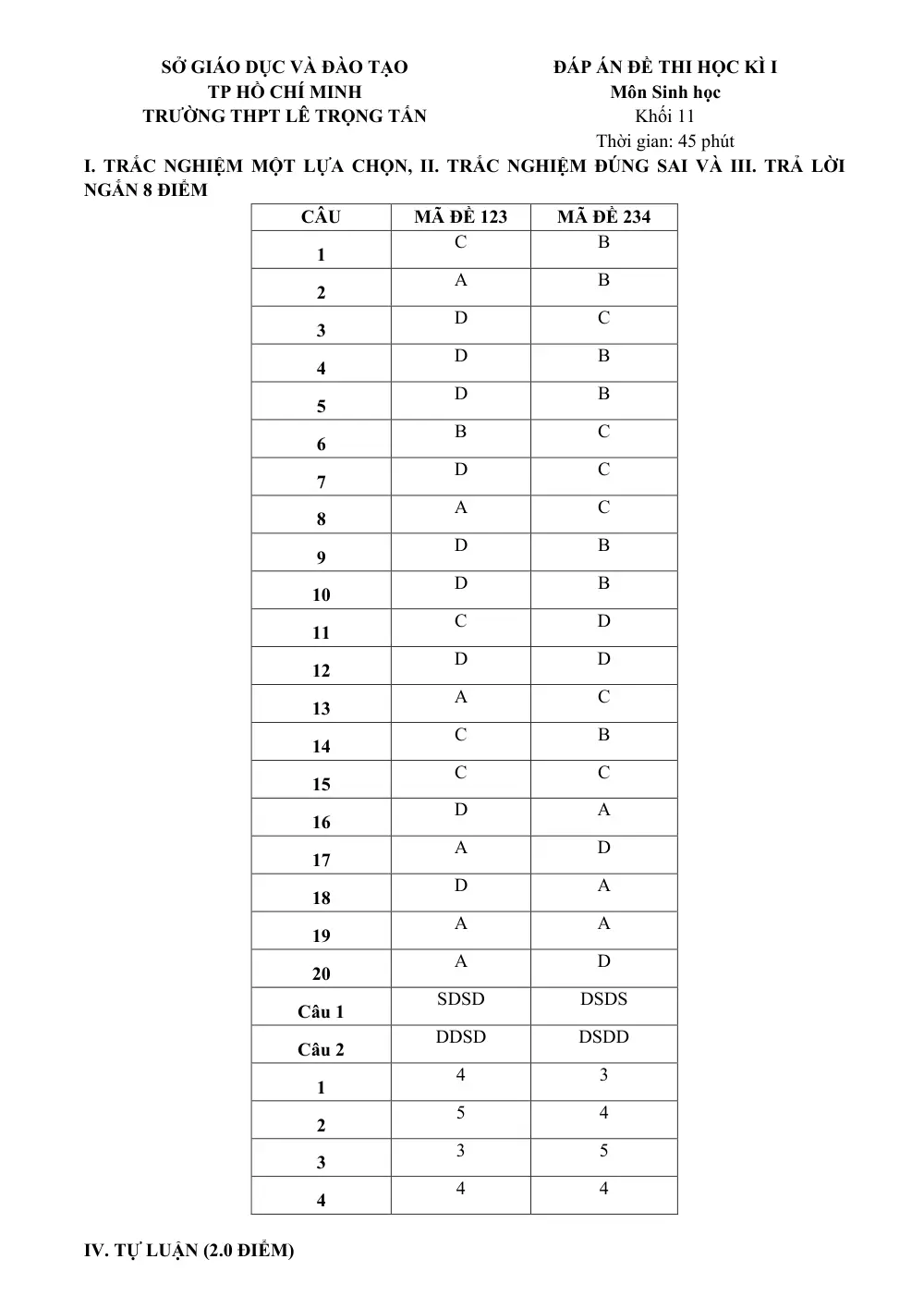 Đề thi Học kì 1 Sinh học 11 năm 2025-2026 trường THPT Lê Trọng Tấn (TP Hồ Chí Minh) - trang 4