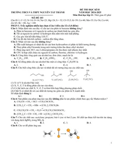 Trang đầu Đề thi Học kì 2 Hóa học 11 năm 2024-2025 trường THCS&THPT Nguyễn Tất Thành (Hà Nội)