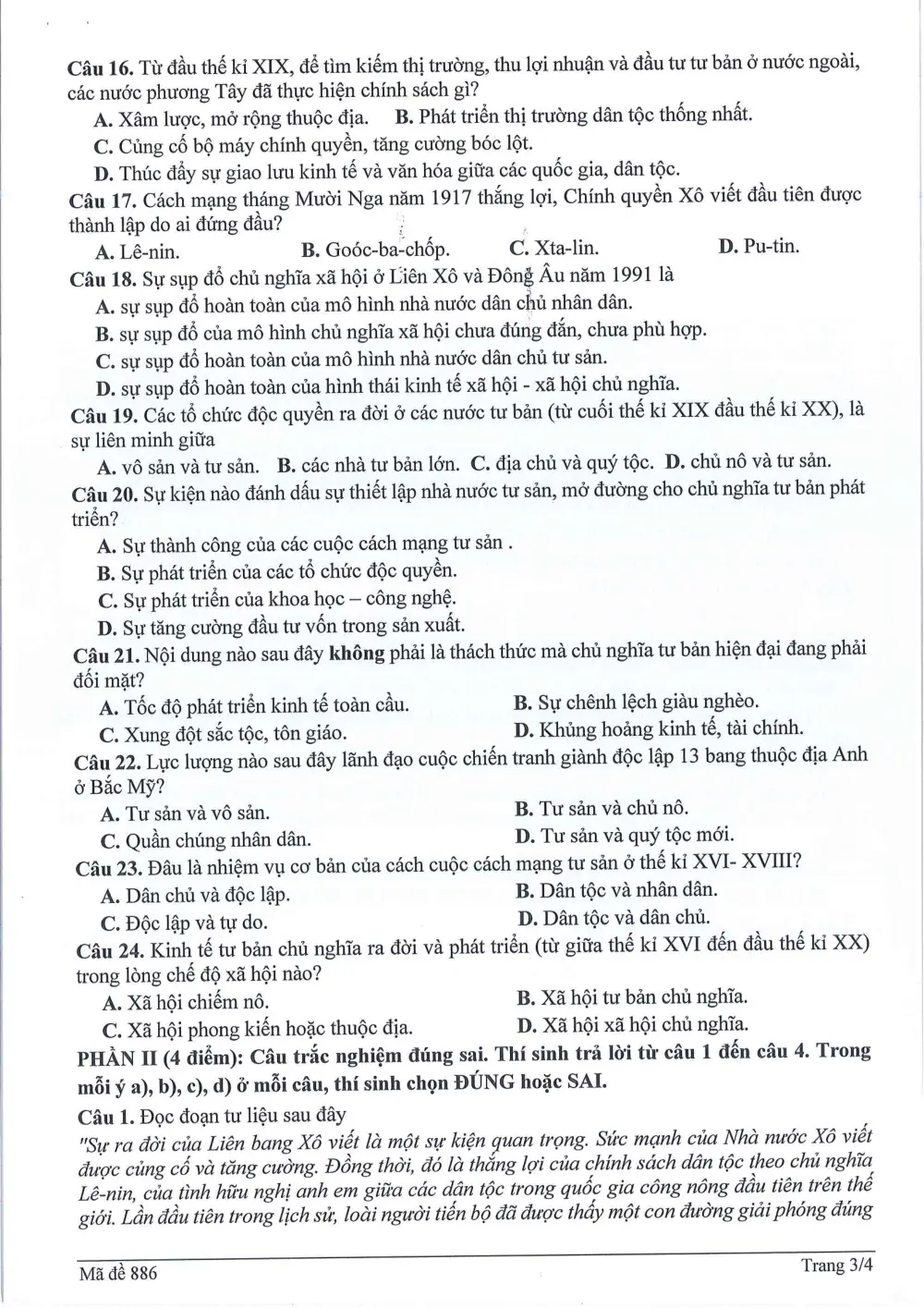 Đề thi Giữa kì 1 Lịch sử 11 năm 2024-2025 trường THPT Dĩ An (Bình Dương) - trang 3