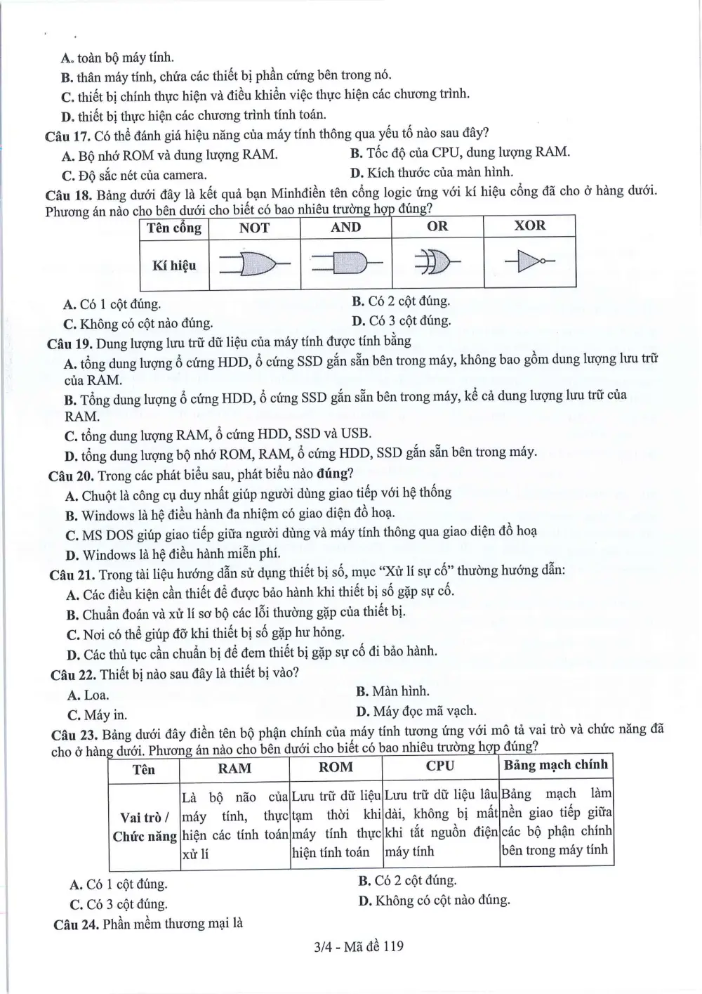 Đề thi Giữa kì 1 Tin học 11 năm 2024-2025 trường THPT Dĩ An (Bình Dương) - trang 3