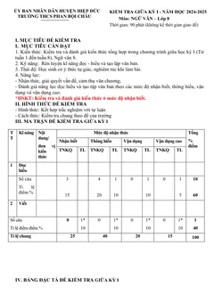 Trang đầu Đề thi Giữa kì 1 Ngữ văn 8 năm 2024-2025 trường THCS Phan Bội Châu (Quảng Nam)