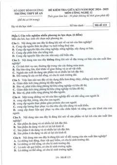 Trang đầu Đề thi Giữa kì 1 Công nghệ 12 năm 2024-2025 trường THPT Dĩ An (Bình Dương)