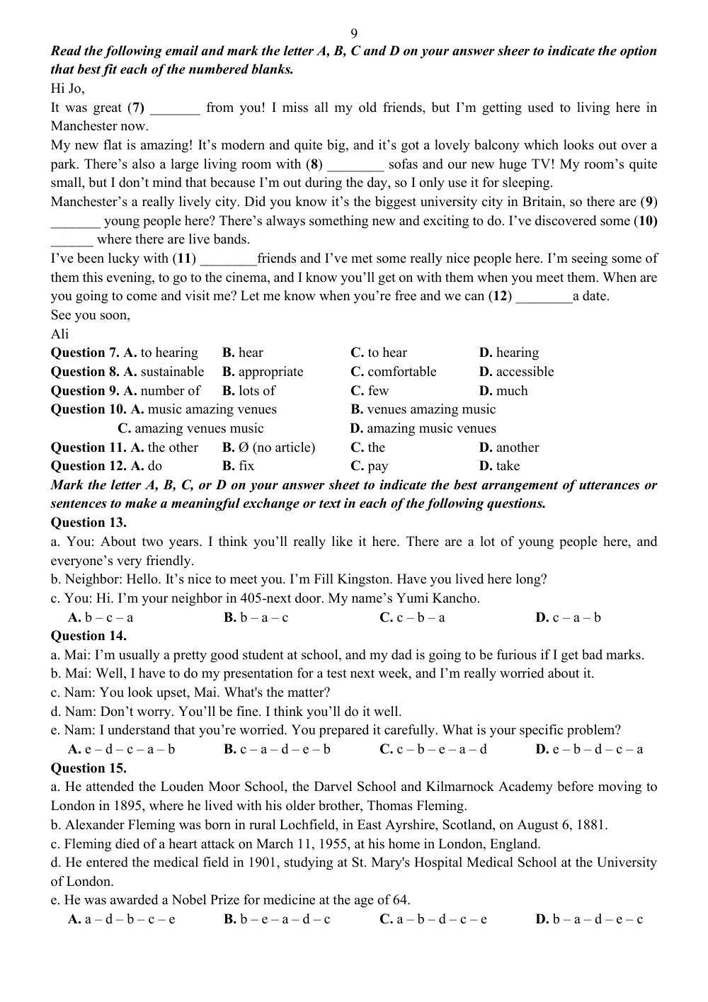 Đề cương ôn tập Học kì 1 Tiếng Anh 12 năm 2025-2026 trường THPT Bùi Hữu Nghĩa (Cần Thơ) - trang 9