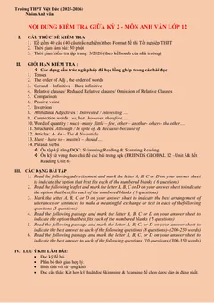 Trang đầu Đề cương ôn tập Giữa kì 2 Tiếng Anh 12 năm 2025-2026 trường THPT Việt Đức (Hà Nội)